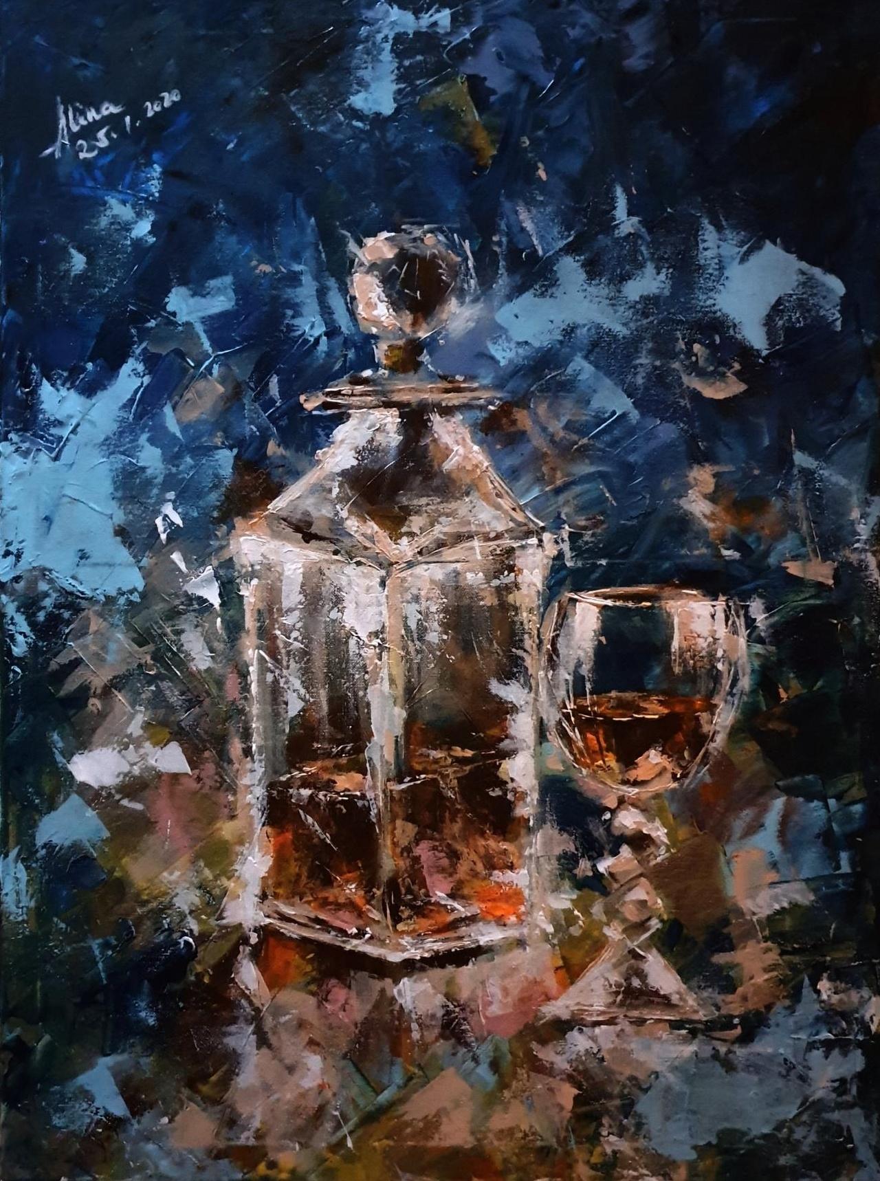 ArteDiAlina.com painting: have a drink and tell me your story